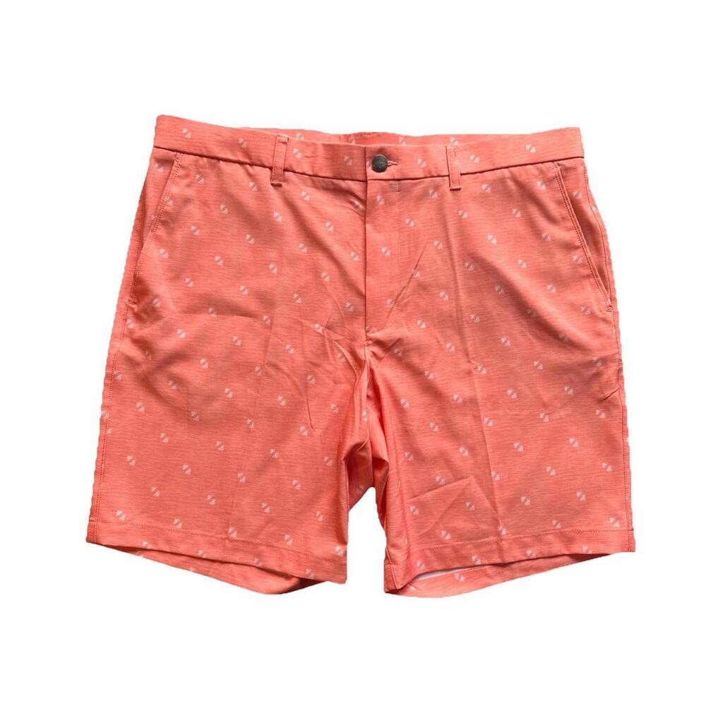 Callaway Golf Opti-Dry Stretch Waistband 9" Inseam Shorts Coral Chevron Size 38